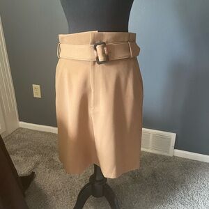 Elegant Tan Belted Women's Skirt